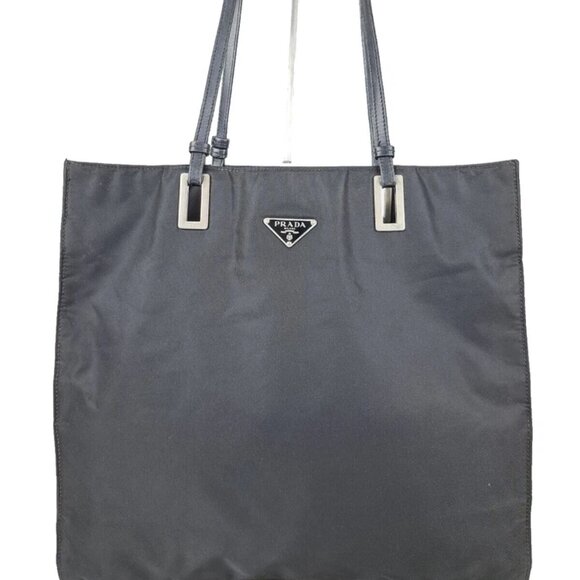 Authentic PRADA Vintage Nylon Tessuto Leather Shoulder Tote Hand Bag Black - Picture 1 of 14